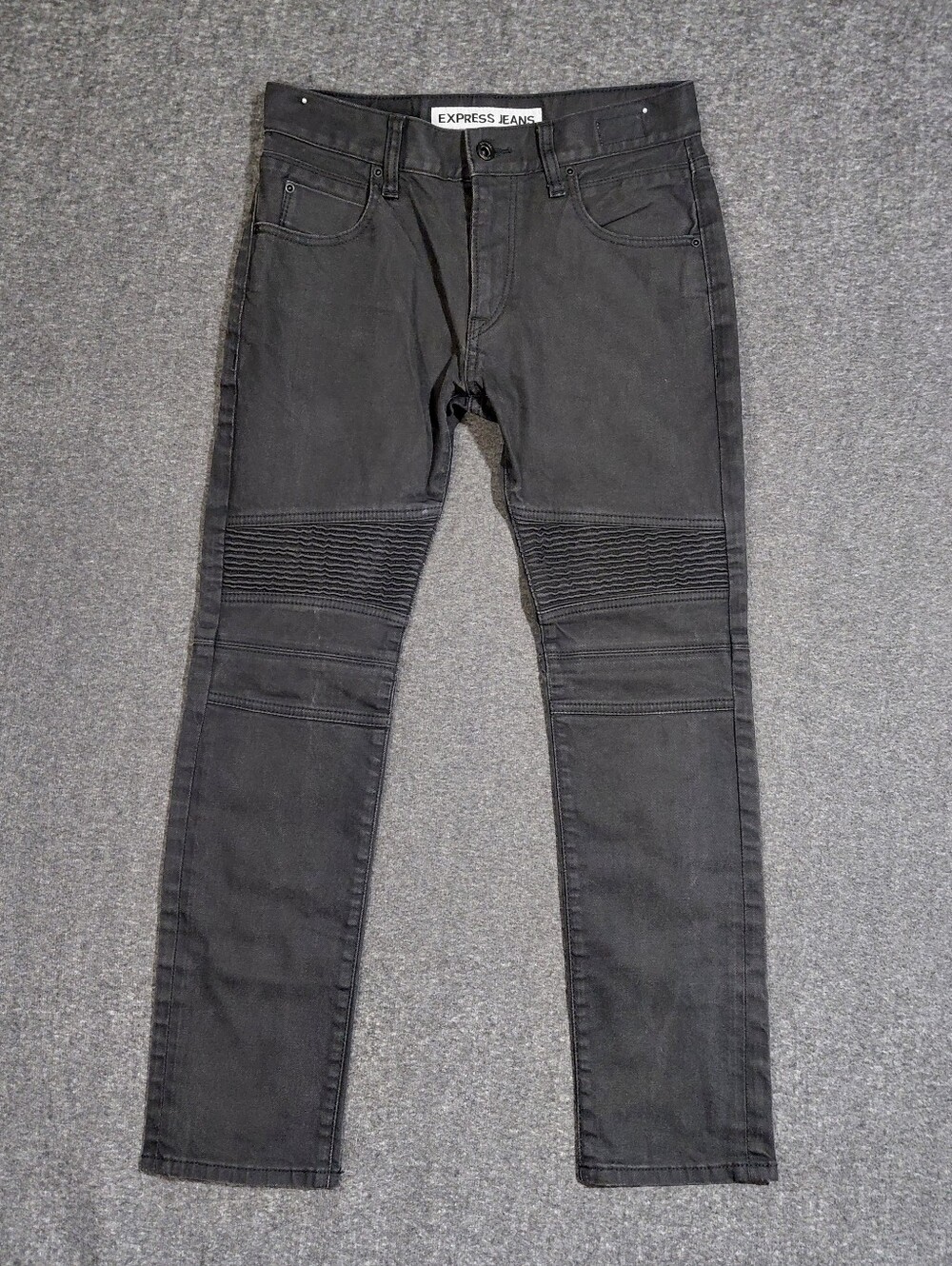 Express Men's Black Slim Fit Skinny Leg Moto Jeans Sz 28x30